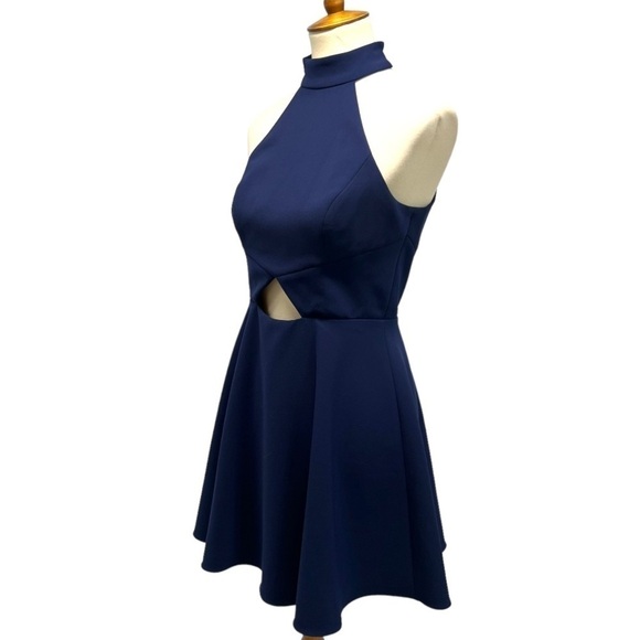 Jay Godfrey Navy Blue Cutout Halter Neck Skater Cocktail Dress Women’s 4 - Picture 6 of 14